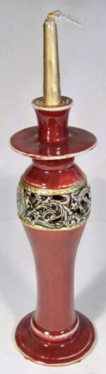 Świąteczny Ceramiczny Świecznik Bordo o Wysokości 34 cm i Średnicy 12 cm - obrazek 2