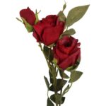 Gałązka 3 róż 65 cm kolor czerwony - obrazek 2
