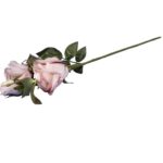 Gałązka Dekoracyjna z Trzema Sztucznymi Różami Jasnoróżowymi, 65 cm - obrazek 3