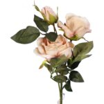 Sztuczna Gałązka z Trzema Różami o Kolorze Łososiowym, 65 cm - obrazek 2