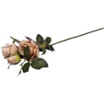 Sztuczna Gałązka z Trzema Różami o Kolorze Łososiowym, 65 cm - obrazek 3