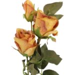 Pomarańczowe Sztuczne Róże na Gałązce - Dekoracja Wnętrza 65 cm - obrazek 2