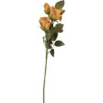 Pomarańczowe Sztuczne Róże na Gałązce - Dekoracja Wnętrza 65 cm