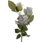 Sztuczne Róże na Gałązce w Kolorze Szarym - Dekoracja Wnętrz 65 cm - obrazek 2