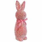 Zając ozdoba wielkanocna flokowana z brokatem Różowa L 25 cm - obrazek 2