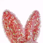 Zając ozdoba wielkanocna flokowana z brokatem Różowa L 25 cm - obrazek 3