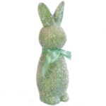 Zając ozdoba wielkanocna flokowana z brokatem Zielona L 25 cm - obrazek 2
