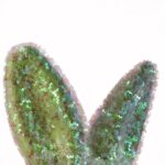 Zając ozdoba wielkanocna flokowana z brokatem Zielona L 25 cm - obrazek 3