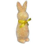 Zając ozdoba wielkanocna flokowana z brokatem Żółta L 25 cm - obrazek 2