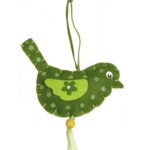 Wiosenny zawieszka - Zielony ptaszek z filcu z tasiemkami, 60cm - obrazek 2