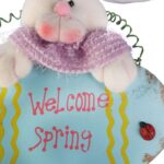 Zając drewniano-pluszowy do zawieszenia 50 cm jajko - obrazek 2