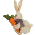 Pluszowy Zając Wielkanocny z Marchewką 37cm - Stabilna Figurka Dekoracyjna - obrazek 2