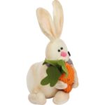 Pluszowy Zając Wielkanocny z Marchewką 37cm - Stabilna Figurka Dekoracyjna - obrazek 3