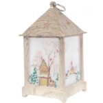 Biała Latarnia Dekoracyjna z Kościołem LED na Baterie - obrazek 2