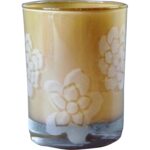 Świecznik szklany w kolorze różowym 7,5x10 cm