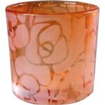 Świecznik pomarańczowy ozdobny z kwiatami