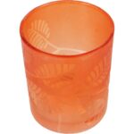 Świecznik pomarańczowy ozdobny z liśćmi - obrazek 2