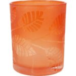 Świecznik pomarańczowy ozdobny z liśćmi