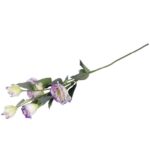 Gałązka z Fioletowo białymi Sztucznymi Kwiatami Eustoma o Wysokości 70 cm - obrazek 3