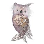 ZAWIESZKA ŚWIĄTECZNA SOWA STYROPIANOWA Z CEKINAMI I BROKATEM 25 CM