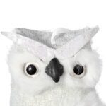 ZAWIESZKA ŚWIĄTECZNA WELUROWA SREBRZYSTA SOWA 17 CM - obrazek 2