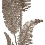 Efektowna gałązka paproci z brokatem i cekinami, kolor szampana, 78 cm - obrazek 3