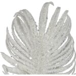 GAŁĄZKA BROKATOWA - 3 LIŚCIE PALMY 66 CM BIAŁA - obrazek 2