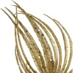 GAŁĄZKA BROKATOWA - 3 LIŚCIE PALMY 66 CM ZŁOTA - obrazek 2