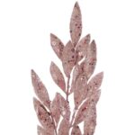 Różowa gałązka z liśćmi oliwnymi pokryta brokatem, 75 cm - obrazek 2