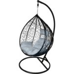 Wiszący Fotel Ogrodowy Kokon F-03-BL Szary z Poduszkami i Stalowym Stelażem - obrazek 2