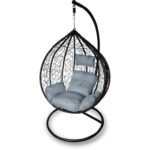 Wiszący Fotel Ogrodowy Kokon F-03-BL Szary z Poduszkami i Stalowym Stelażem - obrazek 3