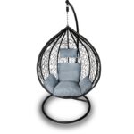 Wiszący Fotel Ogrodowy Kokon F-03-BL Szary z Poduszkami i Stalowym Stelażem