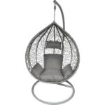 Wysokiej jakości wiszący fotel ogrodowy bujany Kokon Szare Elegancji F-03 z poduszkami - obrazek 2
