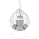 Wysokiej Jakości Biało-Szary Fotel Bujany Kokon z Stelażem Stalowym F-03 do Ogrodu i na Taras - obrazek 2