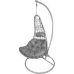 Wysokiej Jakości Bujany Fotel Ogrodowy Kokon z Stelażem Stalowym F-05 Szary - obrazek 2