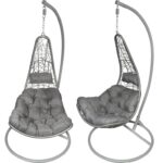 Wysokiej Jakości Bujany Fotel Ogrodowy Kokon z Stelażem Stalowym F-05 Szary