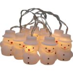 Świąteczne Lampki-Bałwanki LED na Sznurze, Zasilane Bateriami, 10 szt. - obrazek 3