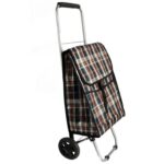 Torba na zakupy na kółkach Brązowa Kratka z bezpiecznym zamknięciem - obrazek 2