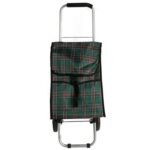 Wózek na zakupy z zieloną torbą w kratkę - wysokiej jakości torba na kółkach - obrazek 2
