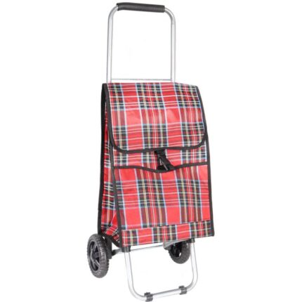 Torba na kółkach Wózek czerwony kratka