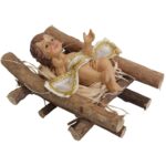 Figurka Jezus w Drewnianym Żłóbku, Koloru Brązowego