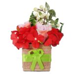 Stroik wielkanocny z JAJECZKAMI - Flower box seledynowy18x12cm - obrazek 2