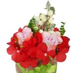 Stroik wielkanocny z JAJECZKAMI - Flower box seledynowy18x12cm - obrazek 3