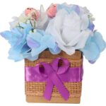 Stroik wielkanocny z JAJECZKAMI - Flower box fioletowy 18x12cm - obrazek 2