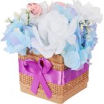 Stroik wielkanocny z JAJECZKAMI - Flower box fioletowy 18x12cm