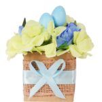 Stroik wielkanocny z JAJECZKAMI - Flower box błękitny 18x12cm - obrazek 2