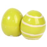 Zestaw Solniczka i Pieprzniczka w Kształcie Ceramicznych Jajek - Zielony Wielkanocny Akcent na Stół