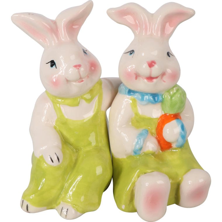 FC015C Zestaw Ceramicznych Solniczki i Pieprzniczki w Kształcie Zajączków Wielkanocnych - obrazek 1