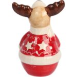 RENIFER CERAMICZNY FIGURKA ŚWIĄTECZNA 9 CM styl skandynawski - obrazek 3