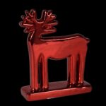 Czerwona Figurka Renifera Ceramicznego 11 cm